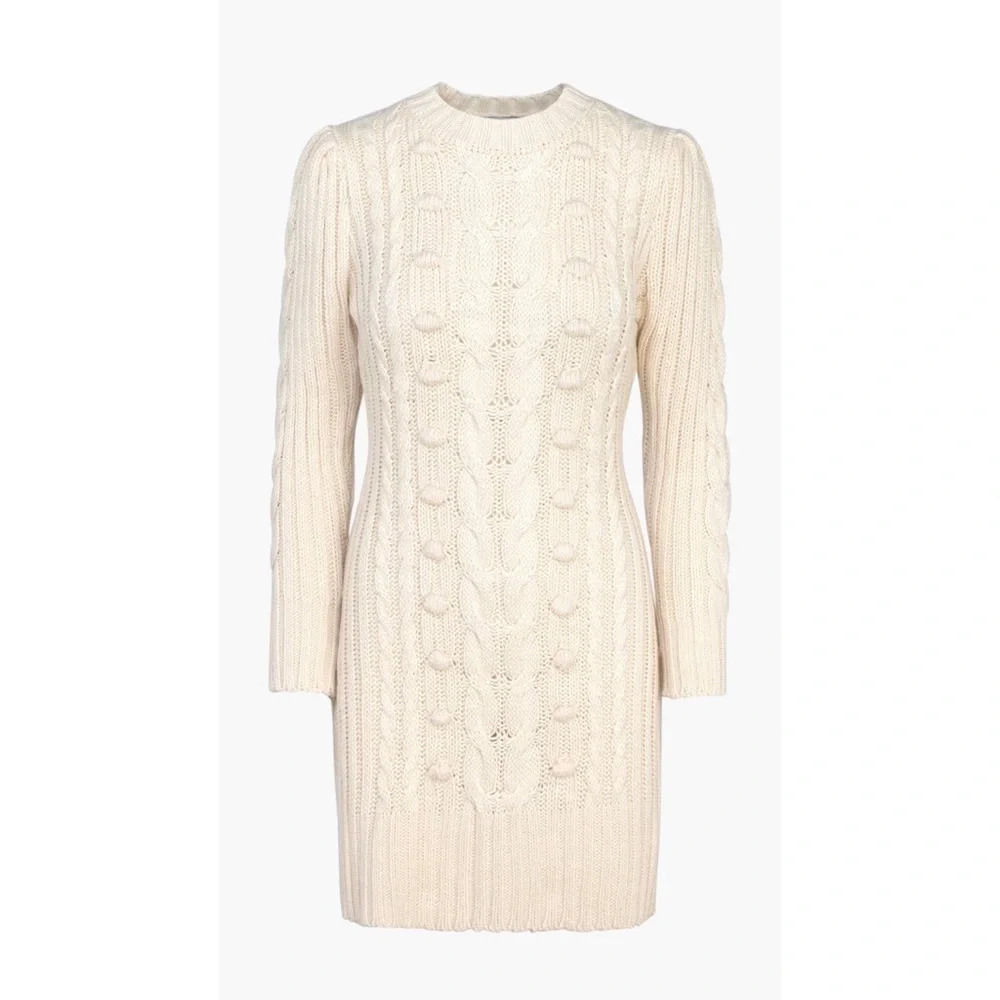 NWT Greylin Greya Cable Knit Mini Sweater Dress, Cream